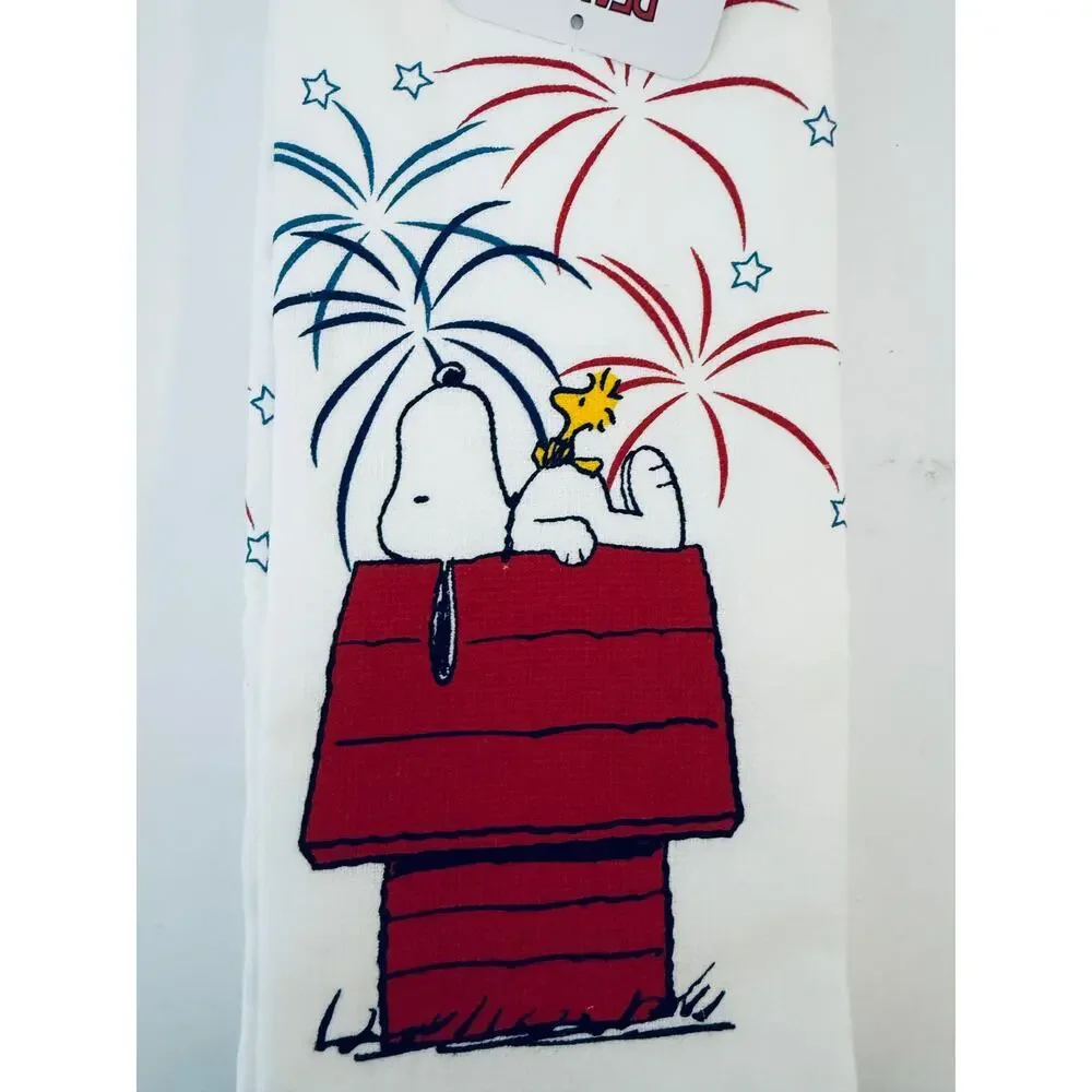 Peanuts Kitchen Towels Set Snoopy Woodstock 4th July Patriotic NWT